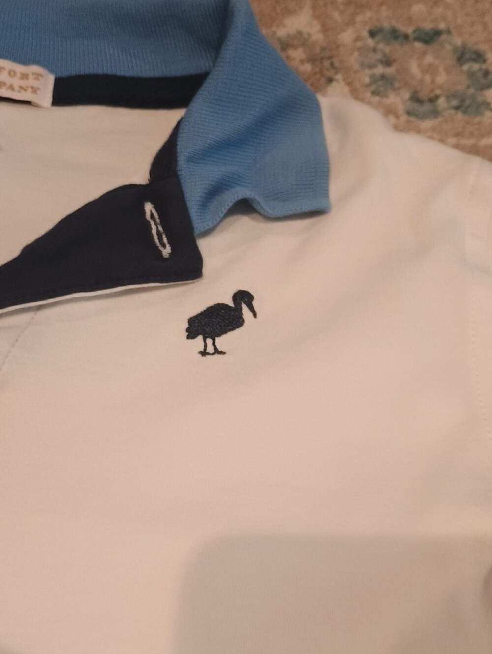 The Beaufort Bonnet Company White Polo with Light Blue Collar & Navy Trim - Picture 2 of 3